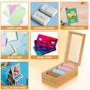 Bamboo Index Card Organizer - 3x5 Index Card Holder Box With Dividers - Wood Recipe Box With Lid - 4 Compartments For 1200 Cards - 5.9"W x 10"D x 4"H