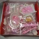Dollhouse Furniture Set, Complete Room Collection with Kitchen, Dining, Living Room, Bedroom and Bathroom Accessories, Plastic (36-Piece Pink)