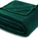 Exclusivo Mezcla Fleece Blanket Queen Size for Bed, Super Soft and Warm, All Season Use, Cozy, Plush, Lightweight, 90x90 Inches, Forest Green