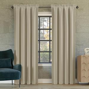 Sun Zero Oslo Theater Grade Extreme 100% Blackout Rod Pocket Curtain Panel, 52" x 84", Cream (52"W x 84"L (Pack of 1))