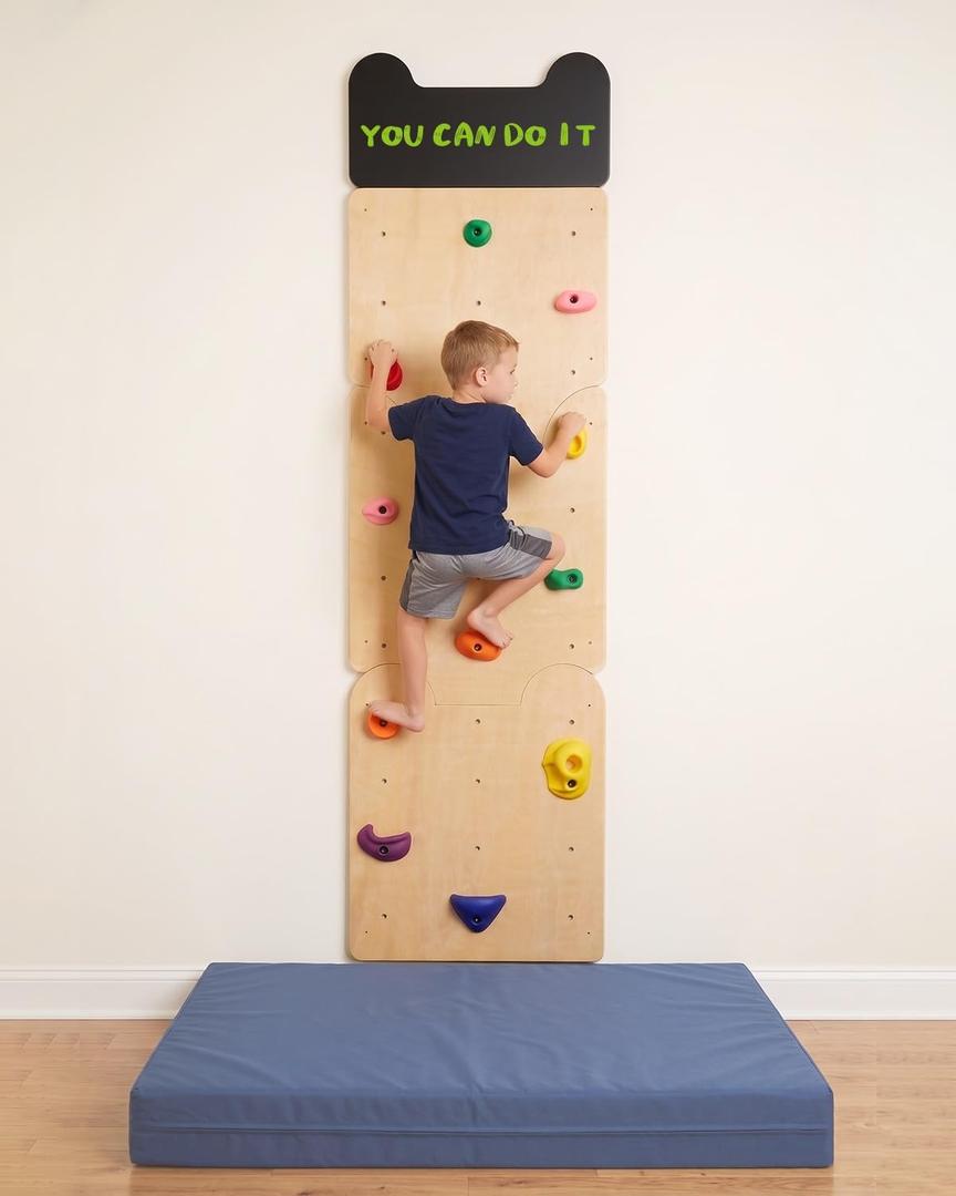 Noblequest Wooden Rock Climbing Wall for Kids, Indoor Climbing Wall Panels, 82.5" H x 23.6" W