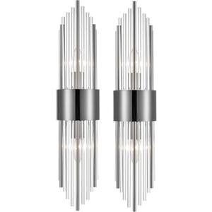 2-Light Modern Wall Sconce Titanium Black Metal with Clear Class Crystal Vanity Wall Sconce Lighting for Bedroom Living Room Bathroom Light Fixtures Set of 2