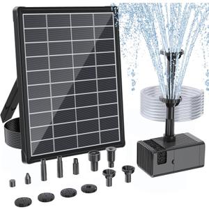 Antfraer Solar Fountain Pump 7W, Solar Water fountain for Bird Bath with Dry-Run Protection, Double-Layer Nozzles & 5Ft PVC Tubing for Bird Bath Small Pond Waterfall DIY Features