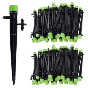 Kalolary 100PCS Green Irrigation Drippers Drip Emitters, Micro Spray Adjustable 360 Degree Full Circle Pattern Water Flow Sprinkler Fits 1/4 (4-6mm) Irrigation Tubing for Garden Irrigation
