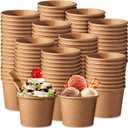 Honeydak 200 Pack Kraft Ice Cream Cups for Party Small Disposable Treat Paper Cups Dessert Snacks Sundae Yogurt Container Wedding Birthday Party Supplies(5 oz,Brown)