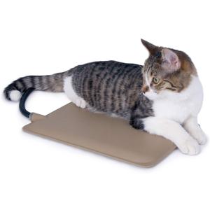 K&H Pet Products Heated Extreme Weather Outdoor Kitty Pad Petite, Waterproof Heated Cat Mat, Pet Warmer for Outside Feral Cat Houses, Indoor Outdoor Warming Pet Mat - Petite 12 X 9in Tan 25W
