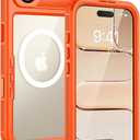 Lanhiem Magnetic for iPhone Air Phone Case, IP68 Waterproof Dustproof Phone, Compatible with Magsafe Built-in Screen Protector Full Body Heavy Duty Rugged Phone 17 Air Cover, 6.5 inch, Cosmic Orange