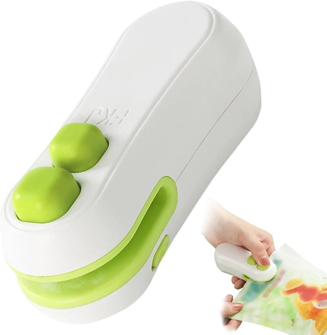 Mini Bag Sealer,2 in 1 Heat Sealer and Cutter, Portable Handheld Resealer Machine,Rechargeable USB C Bag Sealer Heat Seal Machine with Magnet For Plastic Bags/Snack Bag/Food Storage (White)