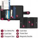 2 Pack RFID Passport Holder and Leather Card Case Set - Travel Essentials for Women & Men (Black)