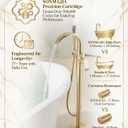 Freestanding Tub Filler Bathtub Faucet Stand Alone Gold Waterfall High Flow Brass Brushed Gold, Stand up Unique Floor Mounted Modern Tub Faucet with Hand Shower