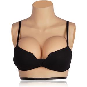 Silicone Breastplate Drag Queen B-G Cup Fake Breast Forms for Crossdressers Cosplay Touch Realistic Breast Plates (Tan Color)