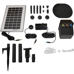 Sunnydaze 66 GPH Submersible Solar Water Pump - 36-Inch Lift - Solar Panel Kit with Battery Pack and LED Light for Fountains and Bird Baths