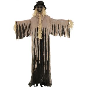 Haunted Hill Farm 6-Ft. Standing Haunted Scarecrow Halloween Prop, Poseable Indoor or Covered Outdoor Spooky Halloween Decorations, Perfect for Garden, Front Lawn, Porch, and Walkway