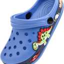 Miamooi Toddler Girls Boys Clogs Cute Cartoon Garden Water Clogs Little Kid Non-Slip Slides Indoor Outdoor Waterproof Beach Sandals Slip-on Beach Pool Shower Slippers Water Shoes, 12 Little Kid, A5/Dinosaur Blue