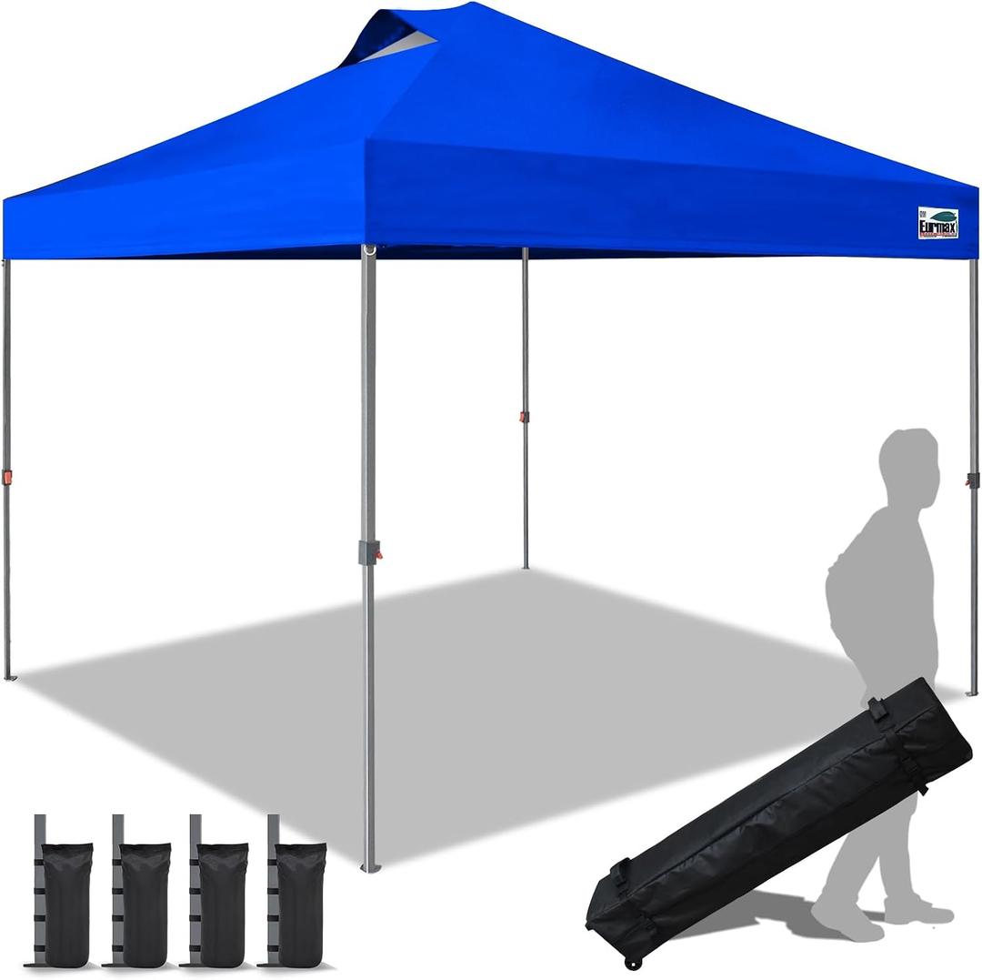 Eurmax USA NOMATTER ONE-Person Open&Close 10x10ft Pop Up Canopy TentPortable Shelter Canopy for Outdoor EventsInstant Canopies, Temporary Sunshade,Bonus 4 Sand Bags(Blue)
