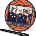 Sport Ball Picture Frame 4 x 6 Signable Thanks Coach Picture Frame with Pen Coaches Appreciation Photo Tabletop for Home Table Decorations Coach Team Birthday Gifts(Orange,Basketball,Round)