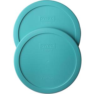 Pyrex 7402-PC 6/7-Cup Turquoise Food Storage Replacement Lid (2-Pack) - Made in USA