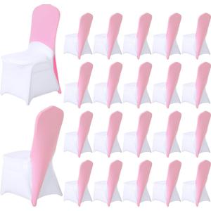 Mindsoft 20 Pcs Chair Cap Covers Spandex Chair Hood Sash Hat Bands Folding Stretch Elastic Cover for Wedding Holidays Banquet Party Celebration (Light Pink)