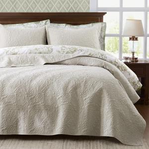 WDCOZY Paisley Quilt Set Queen Size, Light Beige Matelasse Lightweight Bedspread, Soft Farmhouse Rustic Coverlet, Spring Summer Vintage Thin Comforter, Country Bedding, 90x90 inches, 3 Pieces