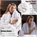 Faux Fur Throw Blanket for Couch, Fluffy Fuzzy Plush Bubble Blanket, Soft Warm Cozy Shaggy Rabbit Blanket, Luxury Decorative Gifts for Sofa Bedroom Living Room, 108x90inch (Beige)