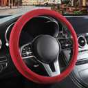 Red Suede Steering Wheel Cover, Breathable Non-Slip Sweat-Proof Wear-Resistant No Pilling, Warm in Winter and Cool in Summer, Universal 15 inch