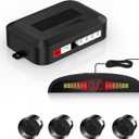 Car Reverse Backup Sensor Universal Parking Sensors for Car with 4 Rear Sensors, LED Distance Display & Beep Alert Backup Sensor Kit for Cars, SUVs, Trucks (Black)