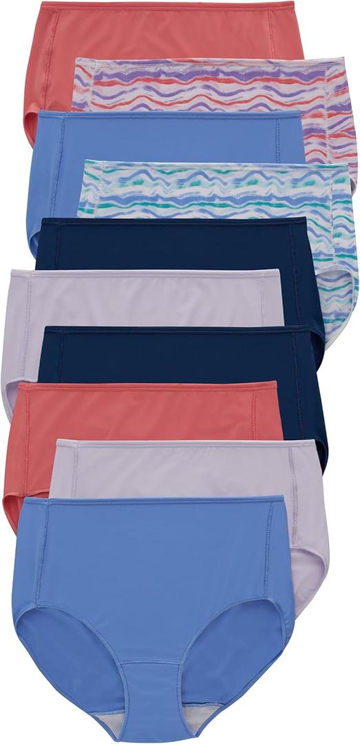 Hanes Women's Underwear Briefs Pack, 10-Pack Moisture-Wicking Brief Panties for Women, Microfiber (XL)