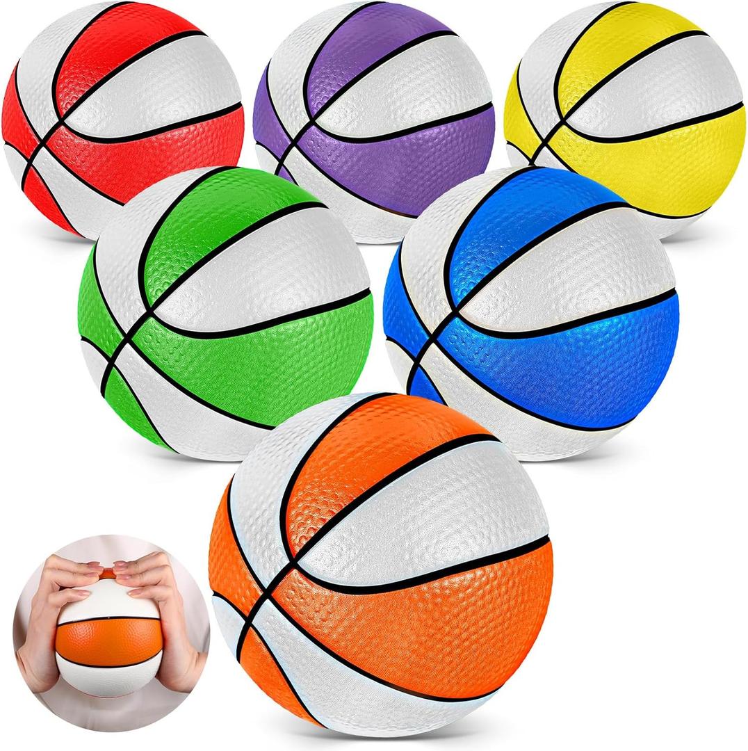 Wettarn 6 Pcs 5'' Soft Foam Basketball for Kids Mini Sponge Stress Ball Slow Rising for Indoor Mini Basketball Hoop School Sports Party Favor Swimming Pool Outdoor (Mixed Color)