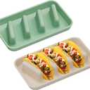 stuuikf 2-Pack Rectangular Silicone Tortilla Holder - 4-Slot Taco/Wrap Stand with Non-Slip Base (Cream & Mint), Kitchen Essential for Meal Prep, Parties & Food Trucks, Dishwasher Safe