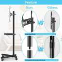 Mobile TV Carts on Wheels for 21-60 Inch Flat/Curved Panel Screens TVs - Height Adjustable Floor Trolley Stand with Shelf Holds up to 77lbs - Max VESA 400x400mm