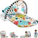 Fisher-Price Baby Playmat Glow and Grow Kick & Play Piano Gym, Blue Musical Learning Toy with Developmental Activities for Newborns 0+ Months