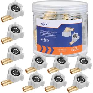 (Znkiok 10Pack)1/2" Pex x 1/2" Female NPT Swivel 90 Degree Elbow, Brass Crimp Fitting For Pex B And C Pipes,Pex Fittings,ASTM F1807,No Lead Brass,NSF,UPC Certified.