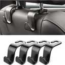 Car Back Seat Headrest Hooks, 4 Pack Black Stylish Back Seat Hanger for Car Handbag Clothes Coats Grocery Bags, Car Interior Accessories (Black2)