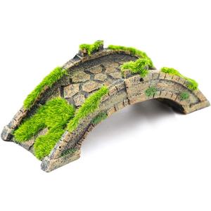 AQUA KT Fish Tank Decor Arch-Bridge Drawbridge with Grass for Aquarium Landscaping Decoration