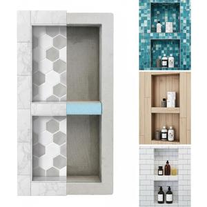 Houseables Shower Niche, Shower Niche Insert Tile Ready, Recessed Bathroom Storage, 12x28 (13x29), in Wall Shelf, Cubby Inserts, Recessed Shampoo Caddy, Inset Shelves, Built in Nook, Soap Box, Prefab