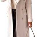 IDEALSANXUN Womens Long Wool Coat Double Breasted Trench Coat Fall Winter Clothes, Size L, Beige