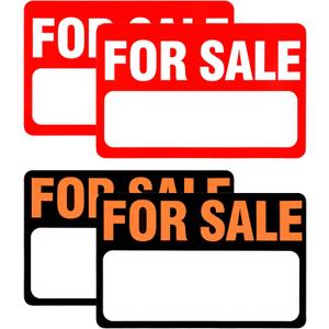 4Pcs For Sale Sign Car Sticker Self-Adhesive Vinyl Sale Sign Decal Indoor & Outdoor Advertising Signage for Houses Vehicles Advertising Commercial Boats Red Orange 12" x 8"