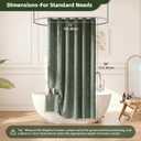 Siiluminisoy Extra Long Sage Green Boho Shower Curtain with Tassel, Woven Fabric 84 in Shower Curtain, Tufted Chevron Striped, 72 x 84, Modern Chic Textured Minimalist Bathroom Shower