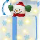 Animated Christmas Snowman in Lighted Gift Box, Christmas Light Gift Box White for Outdoor Indoor Decorations - Xmas Pop Up Snowman Presents Box, Porch Yard Under Tree Ornaments Holiday Decor