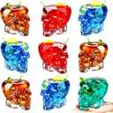Dandat 8 Pcs Halloween Skull Glass Cup 24 oz Glass Multipurpose Clear Skull Face Drinking Cup for Cocktail Margarita Whiskey Juice for Halloween Themed Party Decorations Gifts