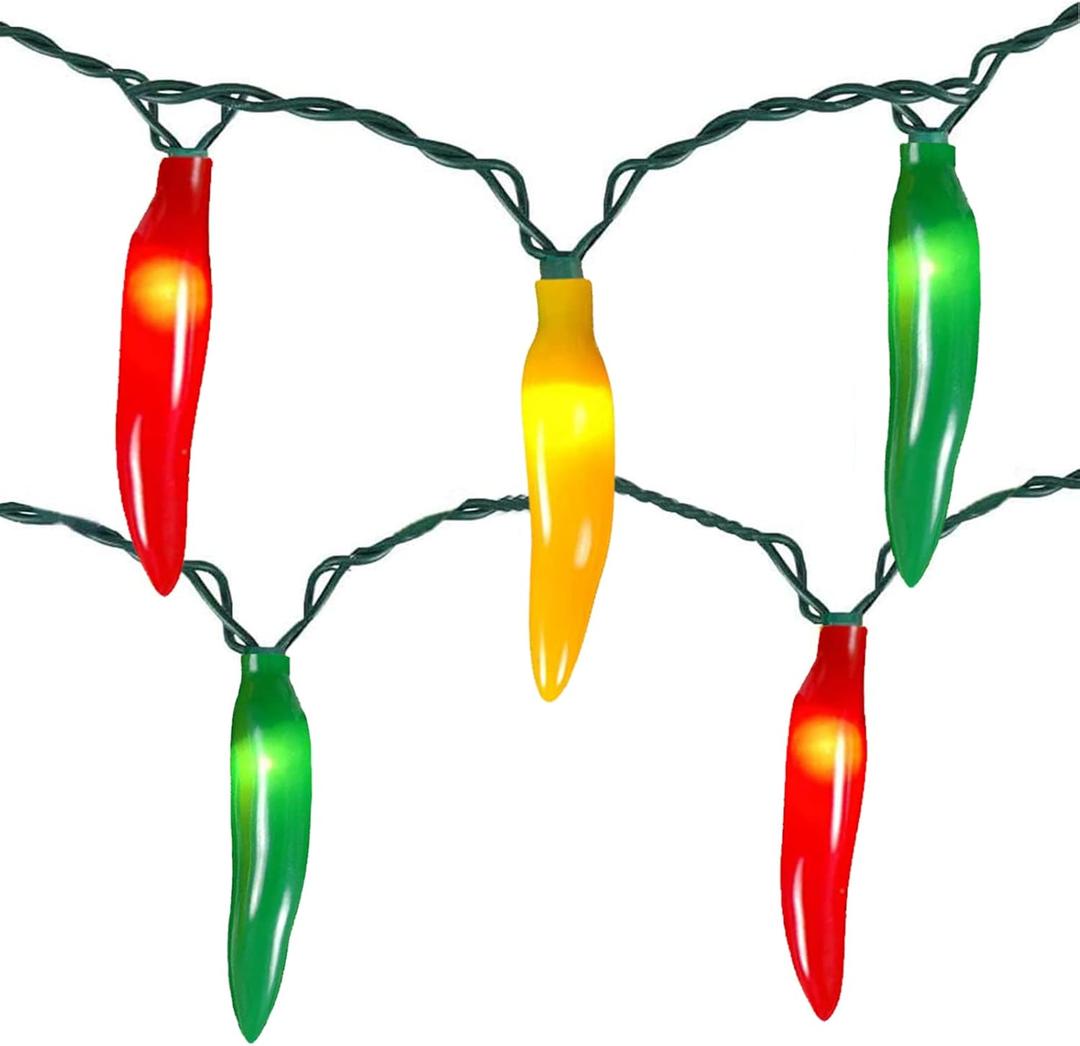 Chili Pepper String Lights, 13.6FT Lights String with 35 Multicolor Chili, Christmas Pepper for Indoor Outdoor Garden Patio Christmas Party Carnival Decor, Green Wire