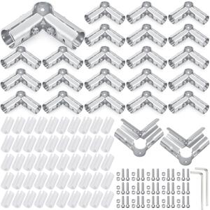 Shimeyao 20 Set 90 Degree Pipe Connector Clamps Pipe Connector Tee Clamp Fittings Bulk Fit OD 19.1 mm Stainless Steel Pipe 1/2" EMT with 2 Wrench 60 PE Adapter Shims Electrical Conduit Fittings
