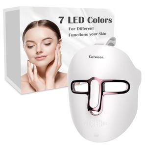 Red Light Therapy Mask for Face, 7 Colors LED Face Mask Light Therapy At Home, Led Face Mask Light Therapy-White