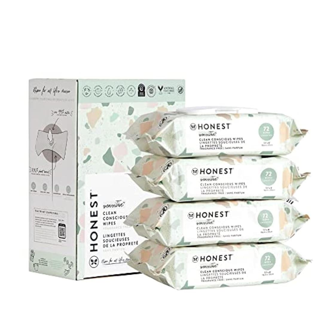 The Honest Company Clean Conscious Multi-Use Wipes, Unscented Hypoallergenic Baby Wipes for Sensitive Skin, 99% Water Plant-Based Compostable Wipes, Geo Mood, 288 Count (72 Count (Pack of 4)) The Honest Company Clean Conscious Multi-Use Wipes, Unscented Hypoallergenic Baby Wipes for Sensitive Skin, 99% Water Plant-Based Compostable Wipes, Geo Mood, 288 Count (72 Count (Pack of 4))