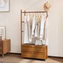 Clothing Rack with Shelves,Bamboo Clothes Rack,Tawny Clothes Rack Hanging,Drawers Hanging Racks,Garment Racks with Shelves (27.6inch Width Tawny)