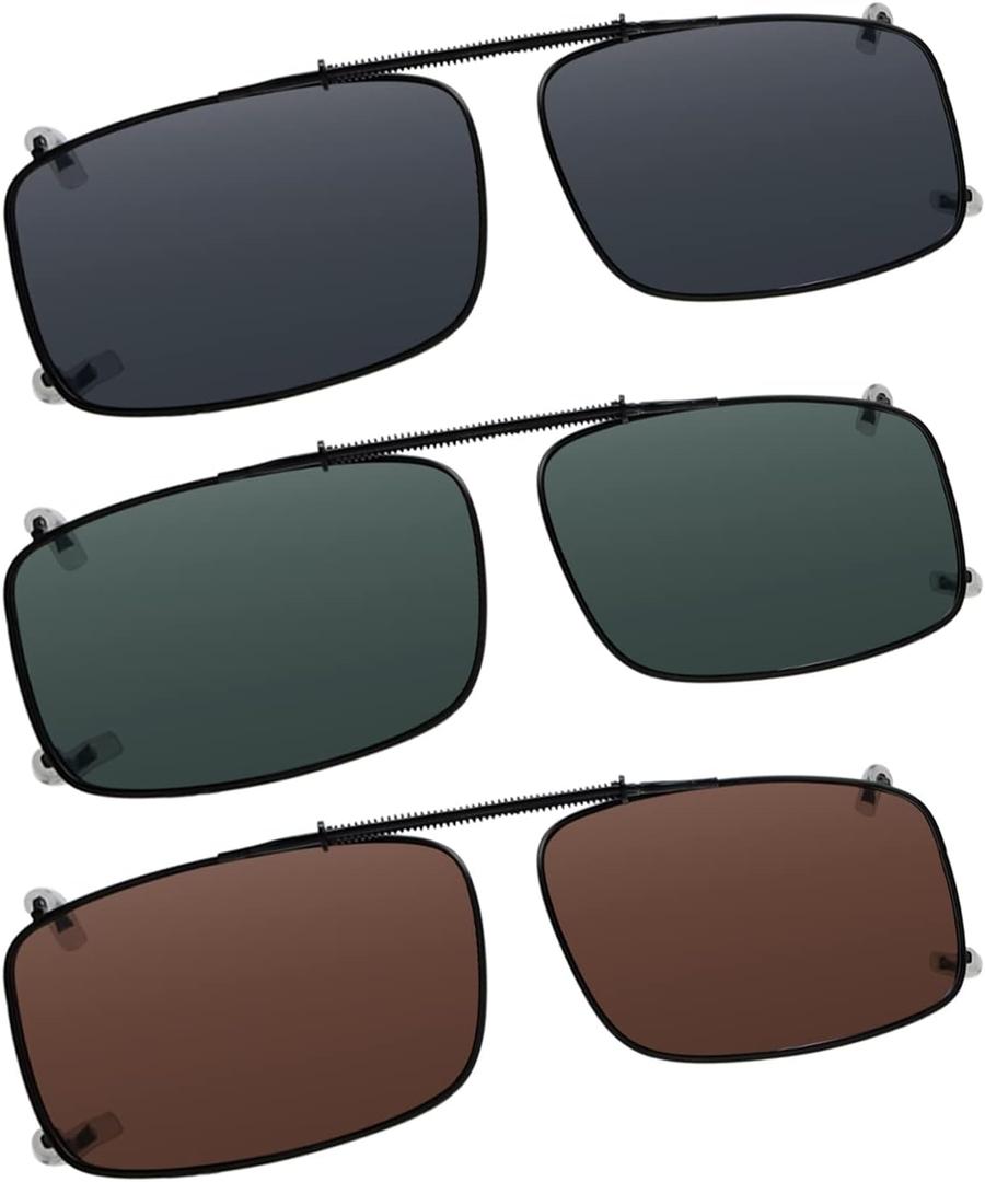 Easy clip Spring Polarized Clip On Sunglasses (Black, M)