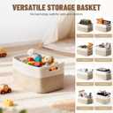 5 Pack Woven Storage Baskets for Shelves, Decorative Basket Organizer Storage Bins for Toys, Books, Clothes, Closet, Nursery, Bathroom Cotton Rope Shelf Baskets for Organizing, Khaki & White