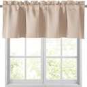JIUZHEN Beige Valances for Windows Rod Pocket Room Darkening Small Window Curtains for Kitchen/Bathroom, 42" W x 12" L, 1 Panel