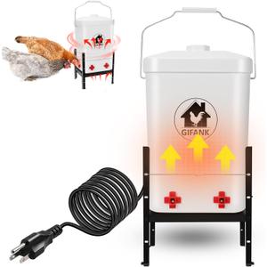 3 Gallon Heated Chicken Waterer for Winter Automatic Heated Chicken Waterer Adsjustable Height Poultry Drinker Heater Anti-Freezing Watering System for Chicken Coop Accessories