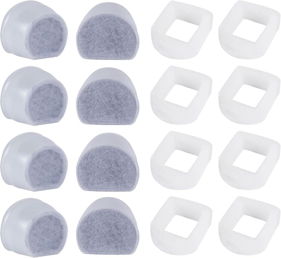 Cat Water Fountain Filter, Pre-Sponge Pet Fountain Filter & Replacement Carbon Filters Fit for Petsafe for Drinkwell Fountain-Gallon Avalon Pagoda Seascape Seaside Pet Fountains 8+8Pack